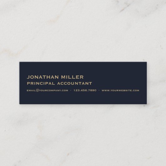 Eenvoudige Navy Blue Gold Logo Mini Visitekaartje (Voorkant)
