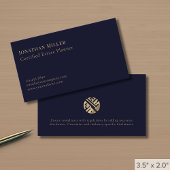 Eenvoudige Navy Blue Gold Logo Visitekaartje