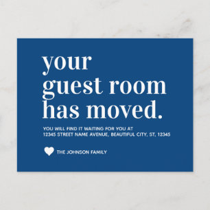Eenvoudige 'Navy Blue Guest Room'-aankondiging Aankondigingskaart