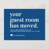 Eenvoudige 'Navy Blue Guest Room'-aankondiging Aankondigingskaart (Voorkant)