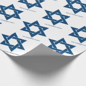 Eenvoudige Navy Blue Hanukkah Star van David Patte Cadeaupapier (Hoek)