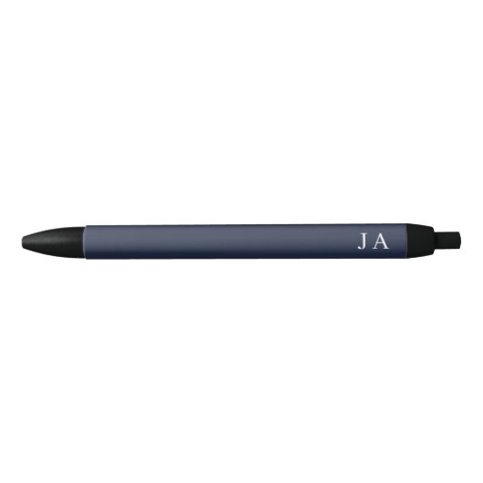 Eenvoudige Navy Blue Klassieke Monogram Briefpapie Zwarte Inkt Pen (Voorkant)