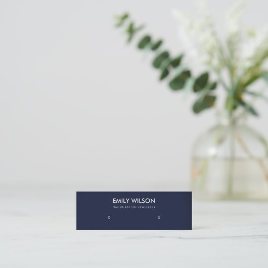 EENVOUDIGE NAVY BLUE KRAFT STUD EARRING DISPLAY LO MINI VISITEKAARTJE (Staand voorkant)