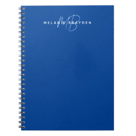 Eenvoudige Navy Blue Minimalist 2 Monogram naam Notitieboek