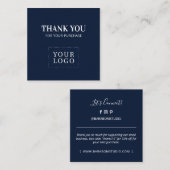 Eenvoudige Navy Blue Modern Dank u Visitekaartjes (Voorkant / Achterkant)