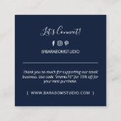 Eenvoudige Navy Blue Modern Dank u Visitekaartjes (Achterkant)