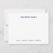Eenvoudige Navy Blue Script Family Stationery Notitiekaartje (Voorkant)