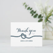 Eenvoudige Navy Blue Tying the Knot Bedankt Briefkaart (Staand voorkant)