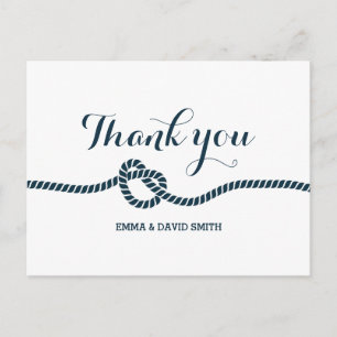 Eenvoudige Navy Blue Tying the Knot Bedankt Briefkaart