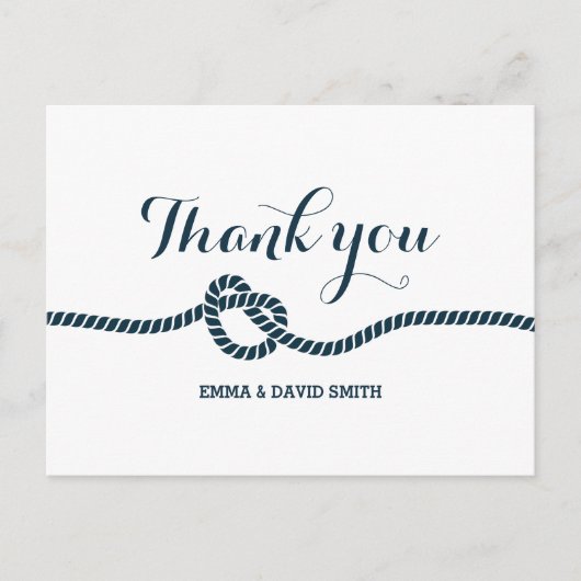 Eenvoudige Navy Blue Tying the Knot Bedankt Briefkaart (Voorkant)
