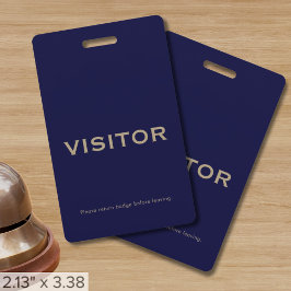 Eenvoudige Navy Blue Visitor Badge | Verticaal