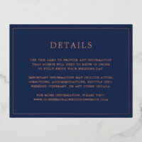 Eenvoudige Navy Blue Wedding Folie Enclosure Kaart