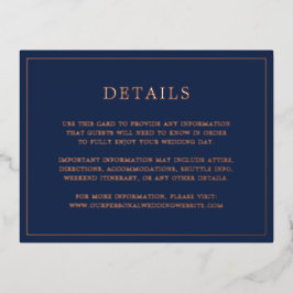 Eenvoudige Navy Blue Wedding Folie Enclosure Kaart