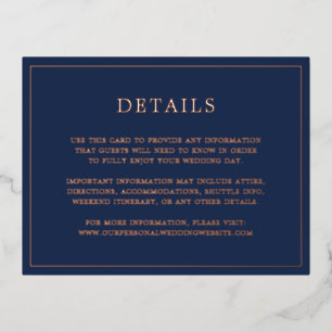 Eenvoudige Navy Blue Wedding Folie Enclosure Kaart