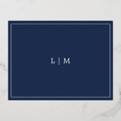 Eenvoudige Navy Blue Wedding Folie Enclosure Kaart (Achterkant)