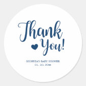 Eenvoudige Navy Dank u Baby shower Ronde Sticker (Voorkant)