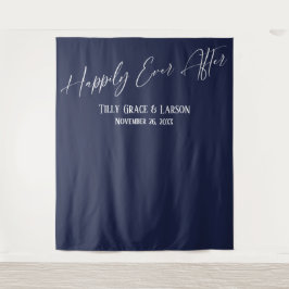 Eenvoudige Navy Foto Achtergrond 'Happily Ever Aft Wandkleed