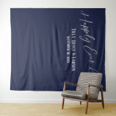 Eenvoudige Navy Foto Achtergrond Happily Ever Afte Wandkleed (In Situ (horizontaal))