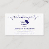 Eenvoudige Navy Graduation Party Class van 2025 Informatiekaartje (Voorkant)