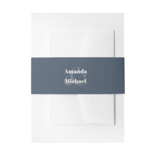 Eenvoudige Navy Moderne Minimalistische Bruid en B Uitnodigingen Wikkel