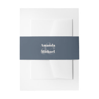 Eenvoudige Navy Moderne Minimalistische Bruid en B Uitnodigingen Wikkel