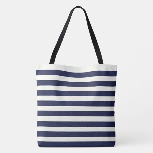 Eenvoudige Navy Stripes Canvas tas (Achterkant)