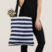 Eenvoudige Navy Stripes Canvas tas (Dichtbij)