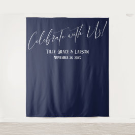 Eenvoudige Navy Vier mee met ons! Foto-achtergrond Wandkleed