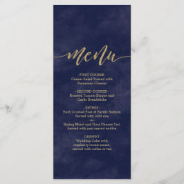 Eenvoudige Navy Waterverf & Gold Foil Bruiloft Men Menu
