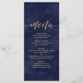 Eenvoudige Navy Waterverf & Gold Foil Bruiloft Men Menu (Voorkant)