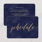 Eenvoudige Navy Waterverf & Gold huwelijksschema Kaart (Voorkant / Achterkant)