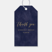 Eenvoudige Navy Waterverf & Gold Wedding Dank u Cadeaulabel (Voorkant)