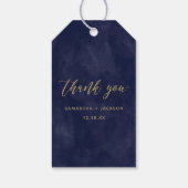 Eenvoudige Navy Waterverf & Gold Wedding Dank u Cadeaulabel (Achterkant)