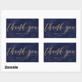 Eenvoudige Navy Waterverf & Gold Wedding Dank u Rechthoekige Sticker (Vel)