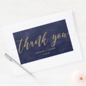 Eenvoudige Navy Waterverf & Gold Wedding Dank u Rechthoekige Sticker (Envelop)