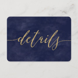Eenvoudige Navy Waterverf & Goud Folie Huwelijksde Kaart