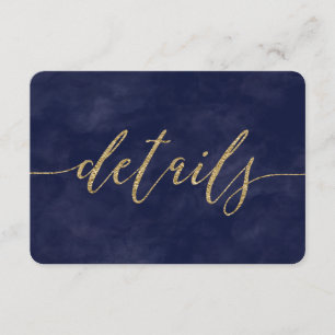 Eenvoudige Navy Waterverf & Goud Folie Huwelijksde Kaart