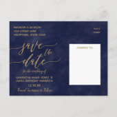 Eenvoudige Navy Waterverf Gouden Bruiloft Save the Aankondigingskaart (Achterkant)