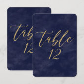 Eenvoudige Navy Waterverf & Gouden Huwelijks Tafel Kaart (Voorkant / Achterkant)