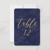 Eenvoudige Navy Waterverf & Gouden Huwelijks Tafel Kaart (Achterkant)