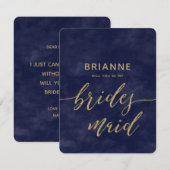 Eenvoudige Navy Waterverf zal je bruidsmeisje zijn Kaart (Voorkant / Achterkant)