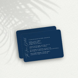 Eenvoudige Navy Wedding Finer Details Behuizing Ka Informatiekaartje