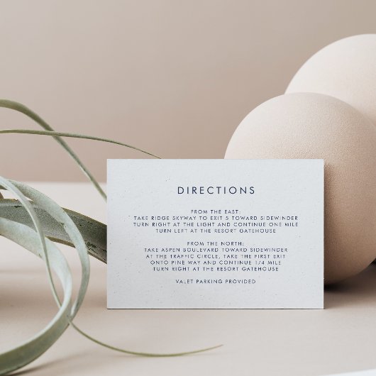 Eenvoudige Navy & White Routebeschrijving Informatiekaartje