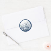 Eenvoudige Navy Zand Dollar Strand bruiloft gunst Ronde Sticker (Envelop)
