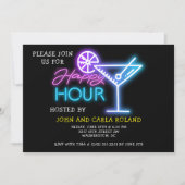 Eenvoudige Neon Martini Happy Hour Uitnodigen Kaart (Voorkant)