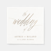 Eenvoudige Nep Gouden Calligrafie de Bruiloft van Servet (Voorkant)