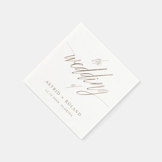 Eenvoudige Nep Gouden Calligrafie de Bruiloft van Servet (Hoek)