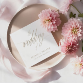 Eenvoudige Nep Gouden Calligrafie de Bruiloft van Servet