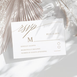 Eenvoudige Nep Gouden Calligrafie Huwelijks RSVP Kaartje