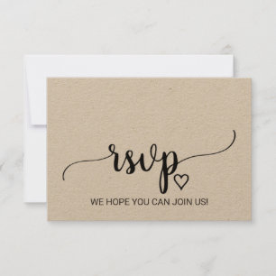 Eenvoudige nep-kraftliedverzoek RSVP-kaart RSVP Kaartje
